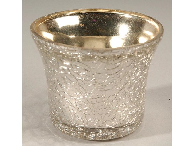 Подсвечник стеклянный стаканчик, серебряный, 6х5см