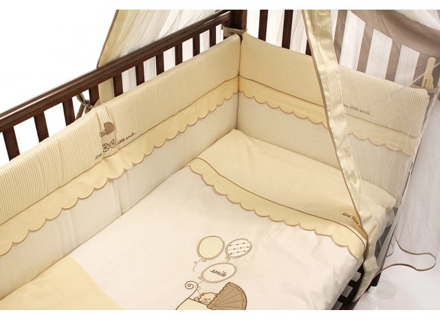 Комплект для детской кроватки 5 предметов Funnababy Smile 120x60 цв. Бежевый