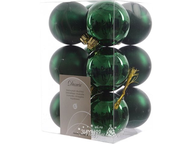 Набор пластиковых шаров Зеленый Классический, mix, 60 мм, 12 шт KAEMINGK 021964