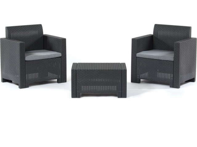 Комплект мебели B:rattan Nebraska Terrace Set (два кресла + кофейный столик), графит