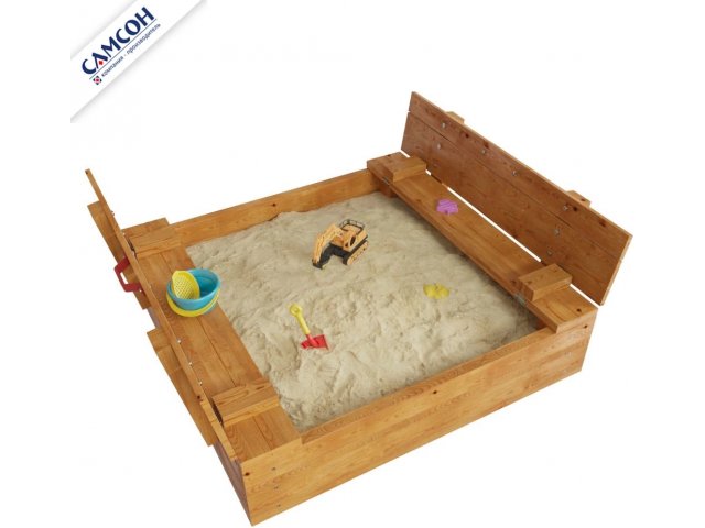 Детская деревянная песочница Самсон Арена с крышкой (сосна)