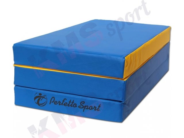 Гимнастический мат 4 (100 х 150 х 10 см) складной Perfetto Sport сине/жёлтый