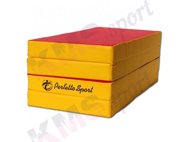 Гимнастический мат 5 (100 х 200 х 10 см) складной 3 сложения Perfetto Sport красно/жёлтый