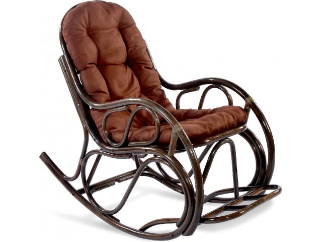 Кресло-качалка с подножкой PROMO Цвет каркаса: браун (темно-коричневый); подушки: темно-коричневый