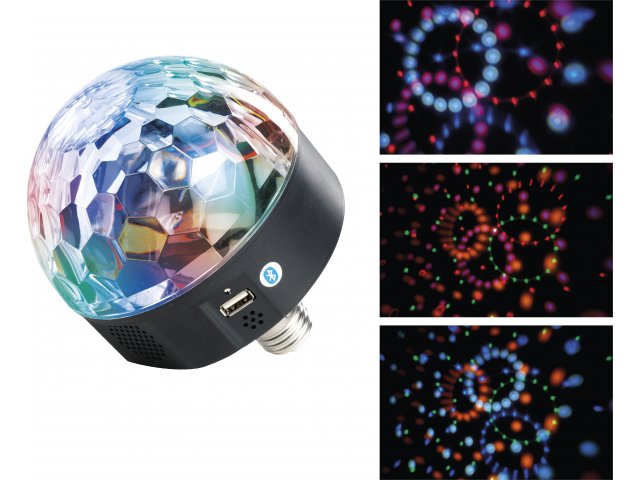 Светодиодный музыкальный диско шар Magic Ball 15*11 см, цоколь Е27, пульт управления, USB и bluetooth Kaemingk 482261