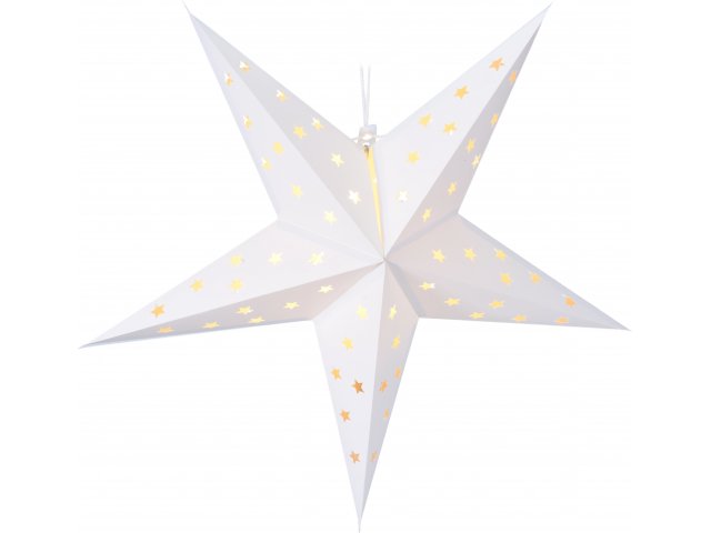 Светящаяся Звезда Капелла из бумаги 60 см белая 10 теплых белых мини Led ламп, батарейки Koopman AX5302830