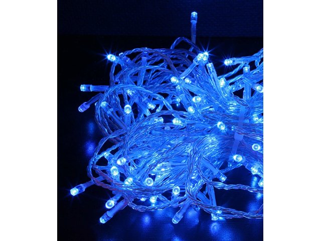 Светодиодные нити силиконовый пр. 20 м 24V, цв. синий, провод прозрачный cиликоновый
