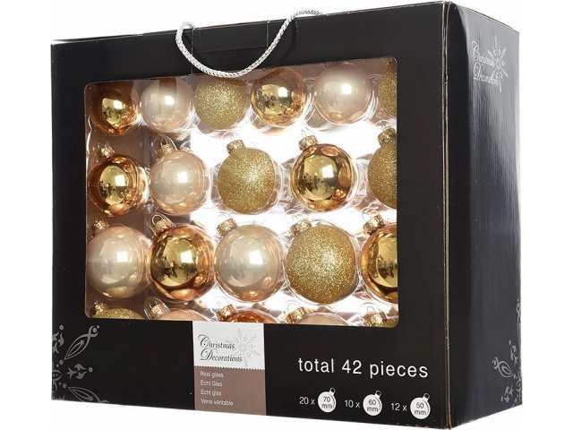 Набор стеклянных шаров Брызги шампанского mix, 42 шт Kaemingk 149301