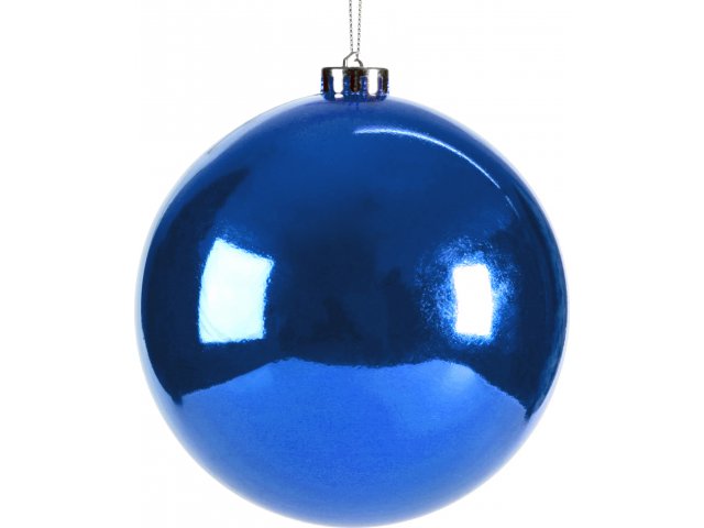 Новогодний шар глянцевый, Синий, диаметр 120 мм