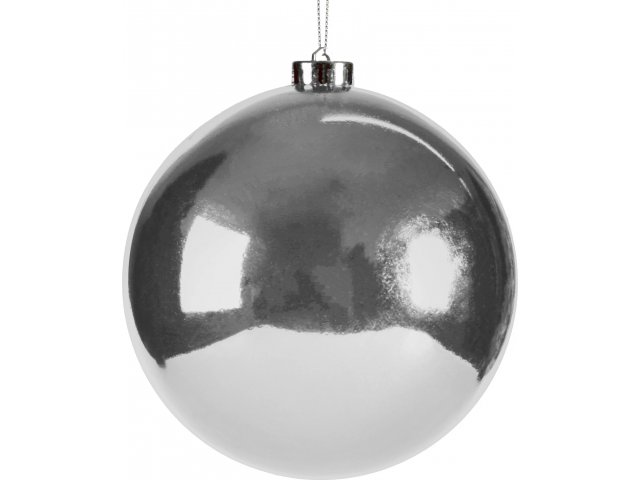 Новогодний шар глянцевый, Серебро, диаметр 100 мм