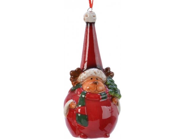 Елочная игрушка Олень в рождественском колпаке 11 см, подвеска Kaemingk