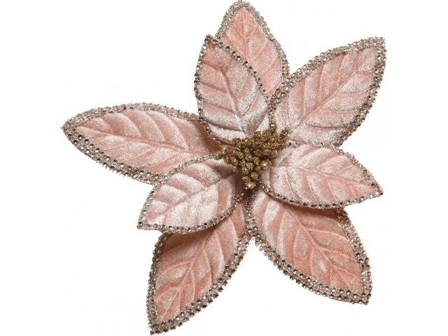 Пуансеттия Бархатный шик 29 см розовая, клипса Kaemingk