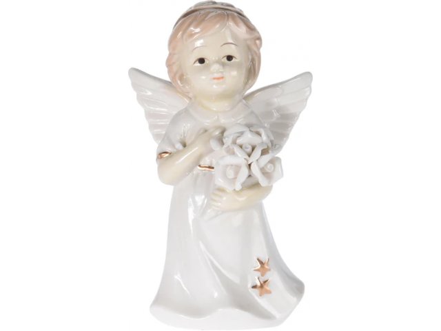 Фарфоровая статуэтка Цветочный Ангел 14 см белый Koopman