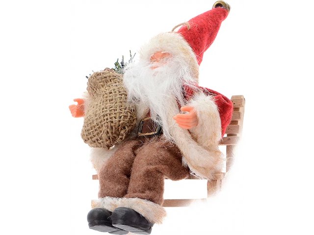 Елочная игрушка Очаровательный Санта на скамейке 15 см, подвеска Kaemingk