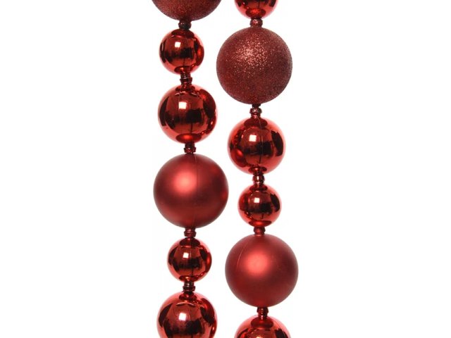 Гирлянда - бусы из шаров Новогодний Блеск 128*5 см красные Kaemingk