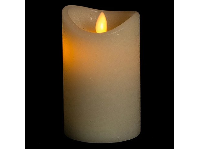 Светильник свеча восковая Живое Пламя 12.5*7.5 см бежевая, на батарейках Koopman