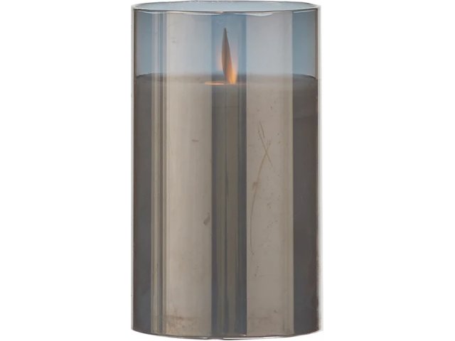 Светильник свеча восковая с живым пламенем Лацио 12.5 см дымчатая на батарейках Edelman