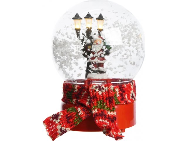 Музыкальный снежный шар с подсветкой и метелью Милый Санта 18*14 см, батарейки Kaemingk