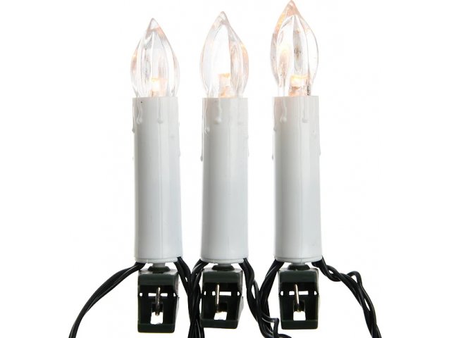 Гирлянда Свечи Уютное Пламя, 30 свечей с экстра теплым белым светом, на клипсах, 7.25 м, зеленый ПВХ Kaemingk