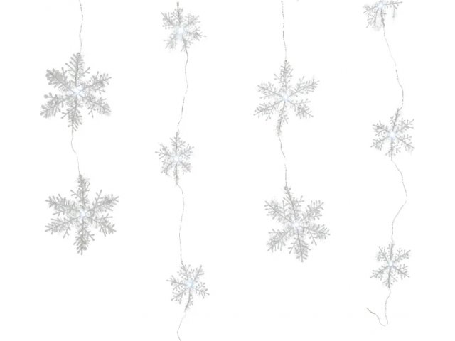 Светодиодная штора Воздушные Снежинки 1.2*1.35 м, 70 холодных белых микро LED ламп, серебряная ПРОВОЛОКА Kaemingk