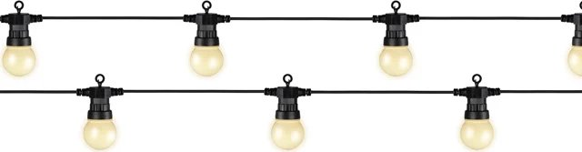 Гирлянда из белых лампочек Ретро, 20 ламп, теплые белые LED, 9.5 м, черный ПВХ, соединяемая, IP44 Kaemingk