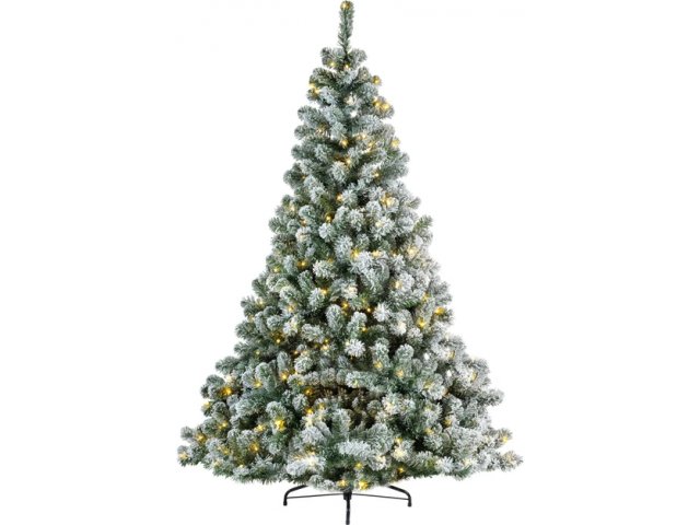 Искусственная елка с гирляндой Империал заснеженная 150 см, 170 теплых белых LED ламп, ПВХ Kaemingk 1.5 м