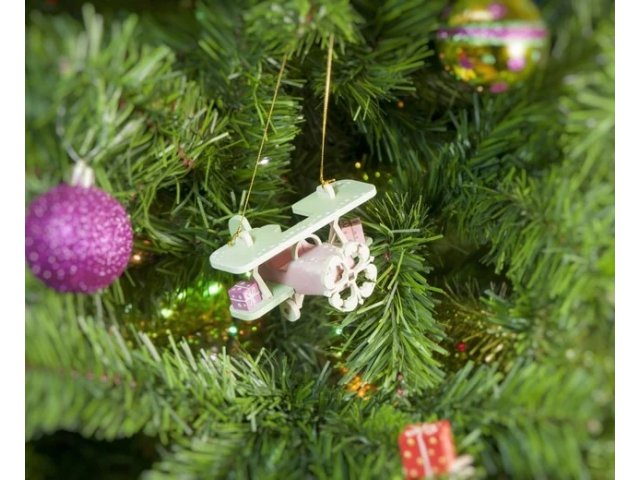 Новогодние украшения для дома: Самолет Биплан 3015 Розовая карамель