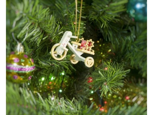 Елочная игрушка - Детский велосипед с багажником 1013 Star Молочный цвет