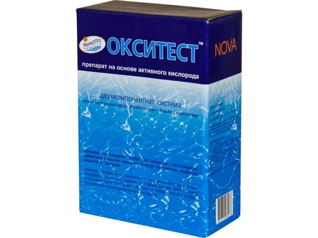 Окситест-Нова 1,5кг коробка, бесхлорное средство дезинфекции и борьбы с водоросля, ср.г. 1г., уп.6 М23