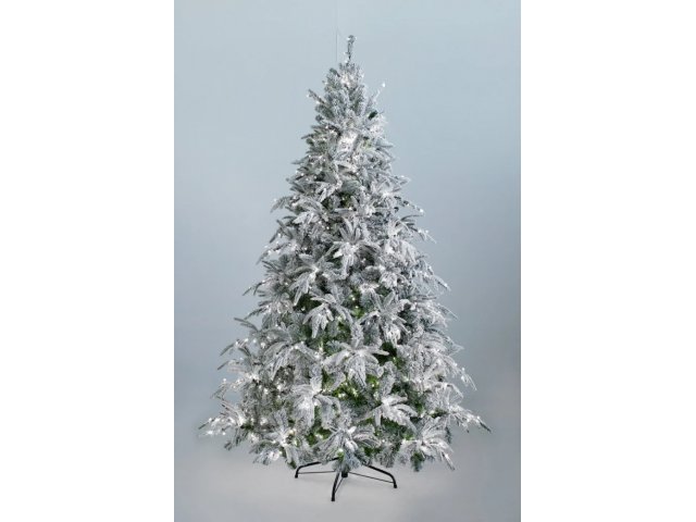 Искусственная ель Crystal Trees Маттерхорн заснеженная с вплетенной гирляндой 150 см