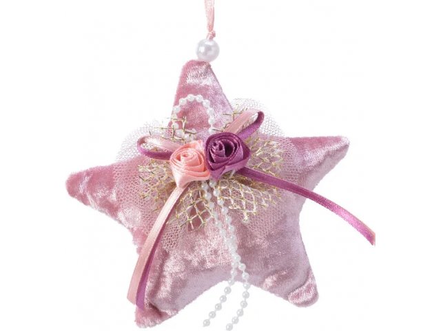 Елочное украшение Звезда Mon Amour 12 см розовая, подвеска Kaemingk