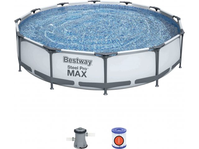 Бассейн каркасный Steel Pro Max 366х76см, 6473л, фильтр-насос 1249л/ч BestWay 56416