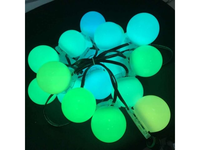 Светодиодная гирлянда большие Шарики Rich LED 5 м, 20 шариков, 220 В, черный провод , цв. зеленый