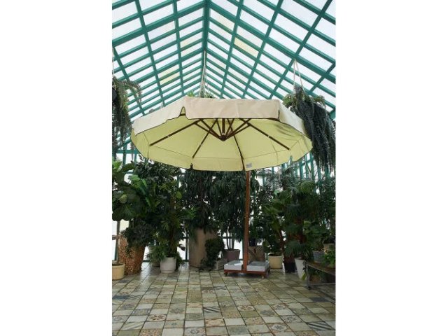 Профeссиональный зонт MAESTRO LUX Royal Family 300 круглый, бежевый с воланом Бежевый с воланом