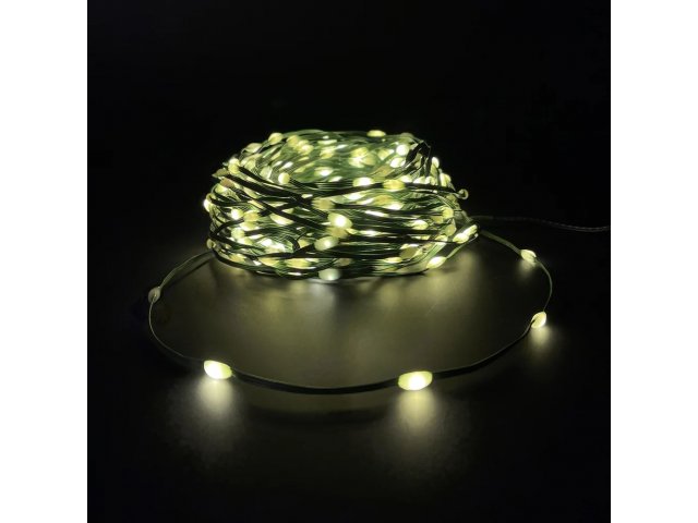 Декор Гирлянда капли на плоском зеленом проводе белый свет 8 функций 200 ламп 1500 см