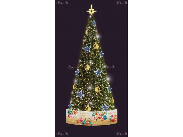 Световая елка Decois Новогодняя елка с украшениями, зеленый, 8х2,7м