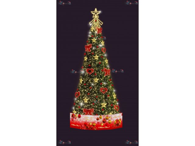 Световая елка Decois Новогодняя елка с украшениями, зеленый с красными, 10х4м