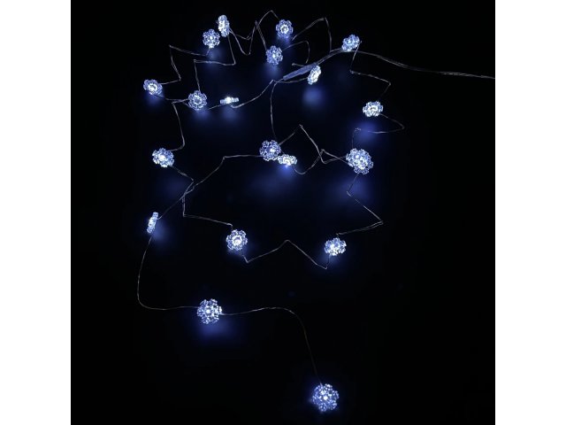 Декор Гирлянда Снежинка на серебряном проводе б/о холодный свет 30 ламп 290 см таймер