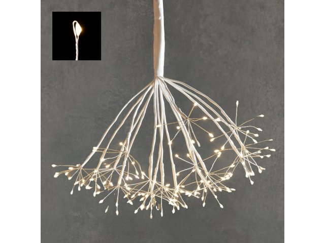Декор Одуванчик подвесной серебро 40см 160 ламп мерцающий теплый белый свет