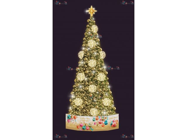 Световая елка Decois Новогодняя елка с желтым оформлением, 10х4м