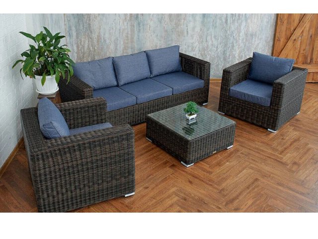 Лаунж-зона KARL с 3-местным диваном и 2 креслами из искусственного ротанга