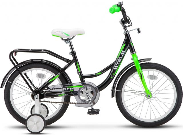 Детский велосипед Stels Flyte 14” Z011 рама 9,5” Чёрный/салатовый