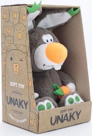 Мягкая игрушка в индивидуальной подарочной коробке Unaki Кролик Топ 18/30 см / символ года 2023 