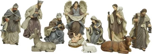 Рождественский вертеп Поклонение новорожденному Иисусу, 11 фигурок, 6-15 см Kaemingk