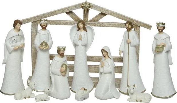 Рождественский вертеп White Christmas, 11 фигурок, 4-20 см Kaemingk