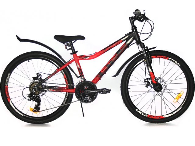 Велосипед Stels Navigator-450 MD 24” V030 рама ”13” Черный неоновый/Красный”