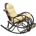 Кресло-качалка с подножкой, 05/11 Б, цвет каркаса: браун, подушки: золотистые Цвет каркаса: браун (темно-коричневый); подушки: золотистый