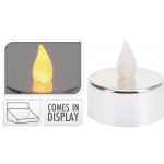 Чайная светодиодная свеча Серебряный Глянец, 4 см, янтарное пламя, батарейка Koopman ADA000540