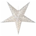 Светящаяся Звезда Капелла из бумаги 60 см бело-серебряная 10 теплых белых мини Led ламп, батарейки Koopman AX5302850