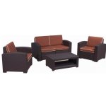 Комплект мебели RATTAN Premium 4, коричневый ротанг + кирпичные подушки